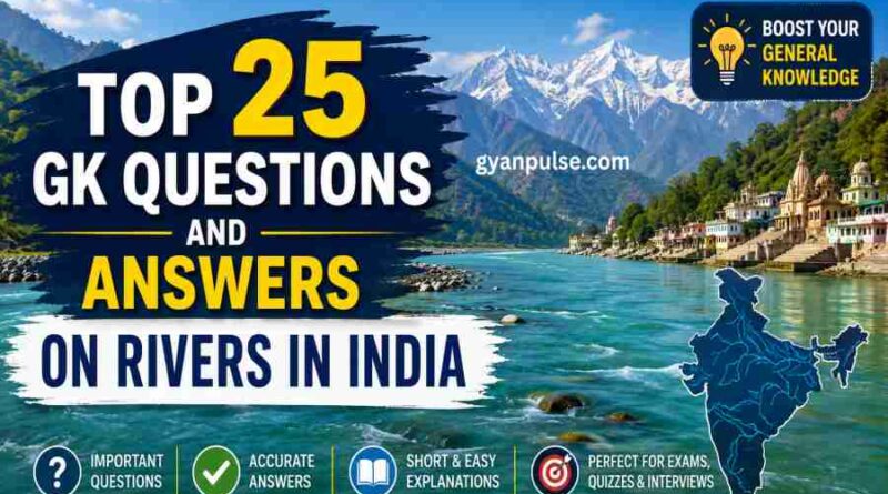 Top 25 GK Questions and Answers on Rivers in India