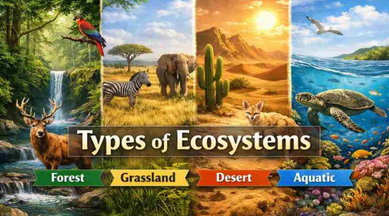 Types of Ecosystems - Forest, Grassland, Desert and Aquatic Ecosystems